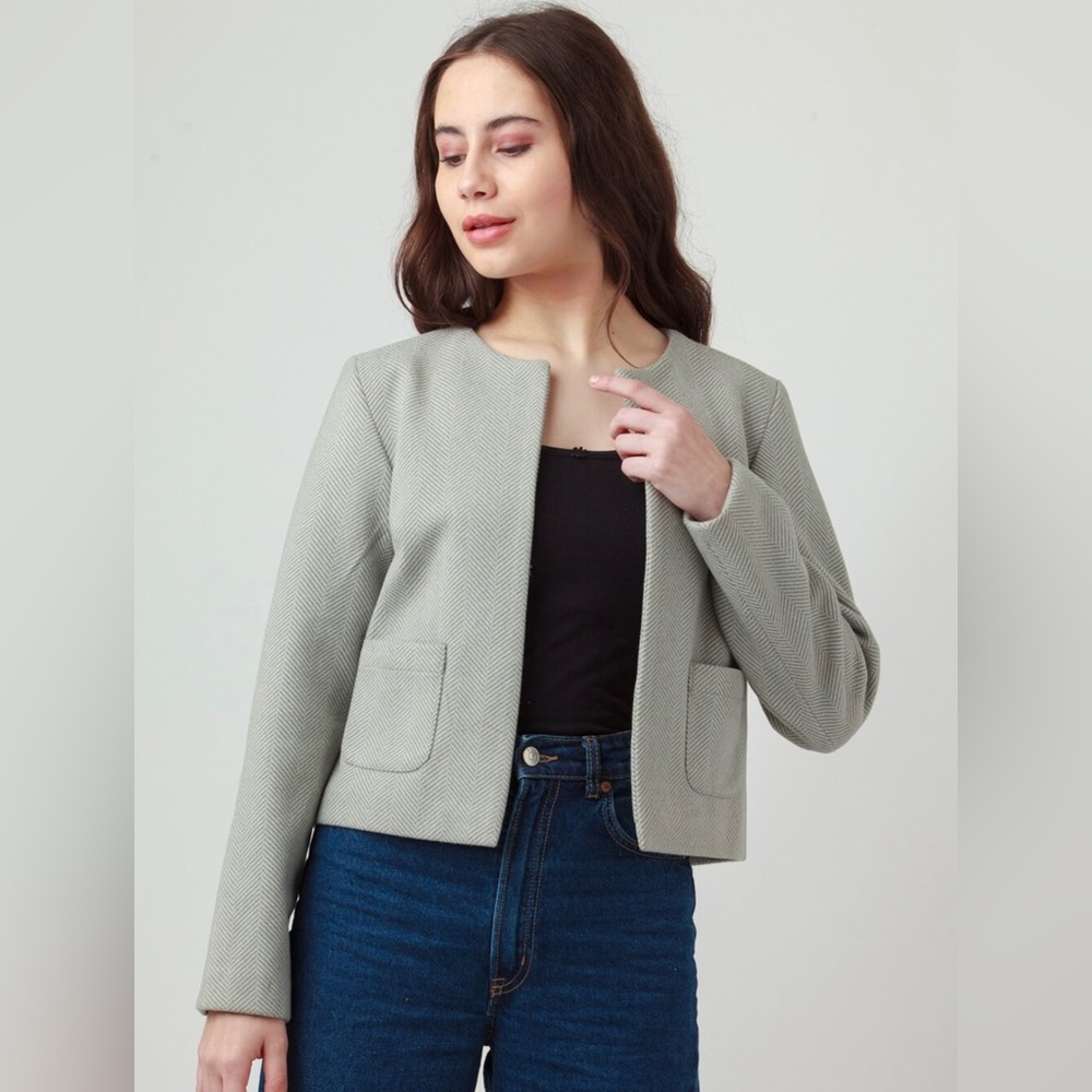 Green Open Front Jacket
